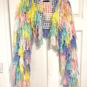 Hot & Delicious Pastel Knit Fringe Top
